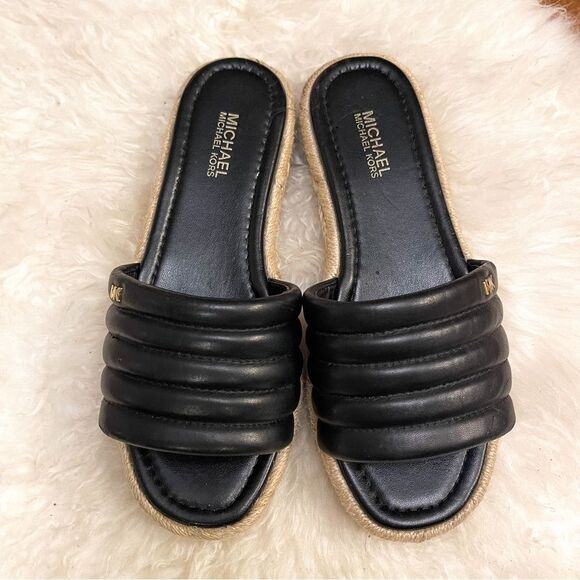 🍋 MICHAEL MICHAEL KORS • Women’s Royce Quilted Leather Slide Sandal Size 6 - Picture 3 of 8